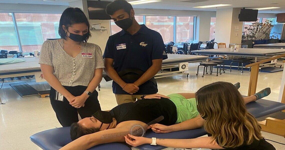 PT students working in their lab space