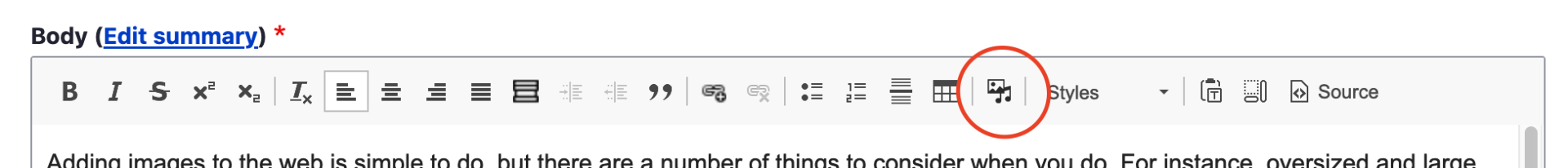 Selecting the Media Icon