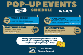 Pop-up Events Schedule